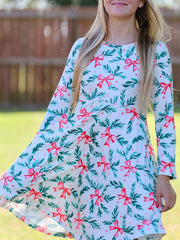 Holiday Christmas Dress with Holly