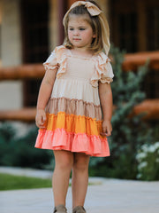 Fall Bohemian Style Toddler Girl Dress with Ruffles