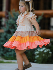 Fall Bohemian Style Toddler Girl Dress with Ruffles