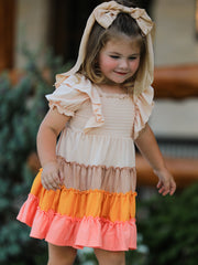 Fall Bohemian Style Toddler Girl Dress with Ruffles