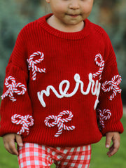 Mom and Me Winter Christmas Red "merry" Pullover Sweater