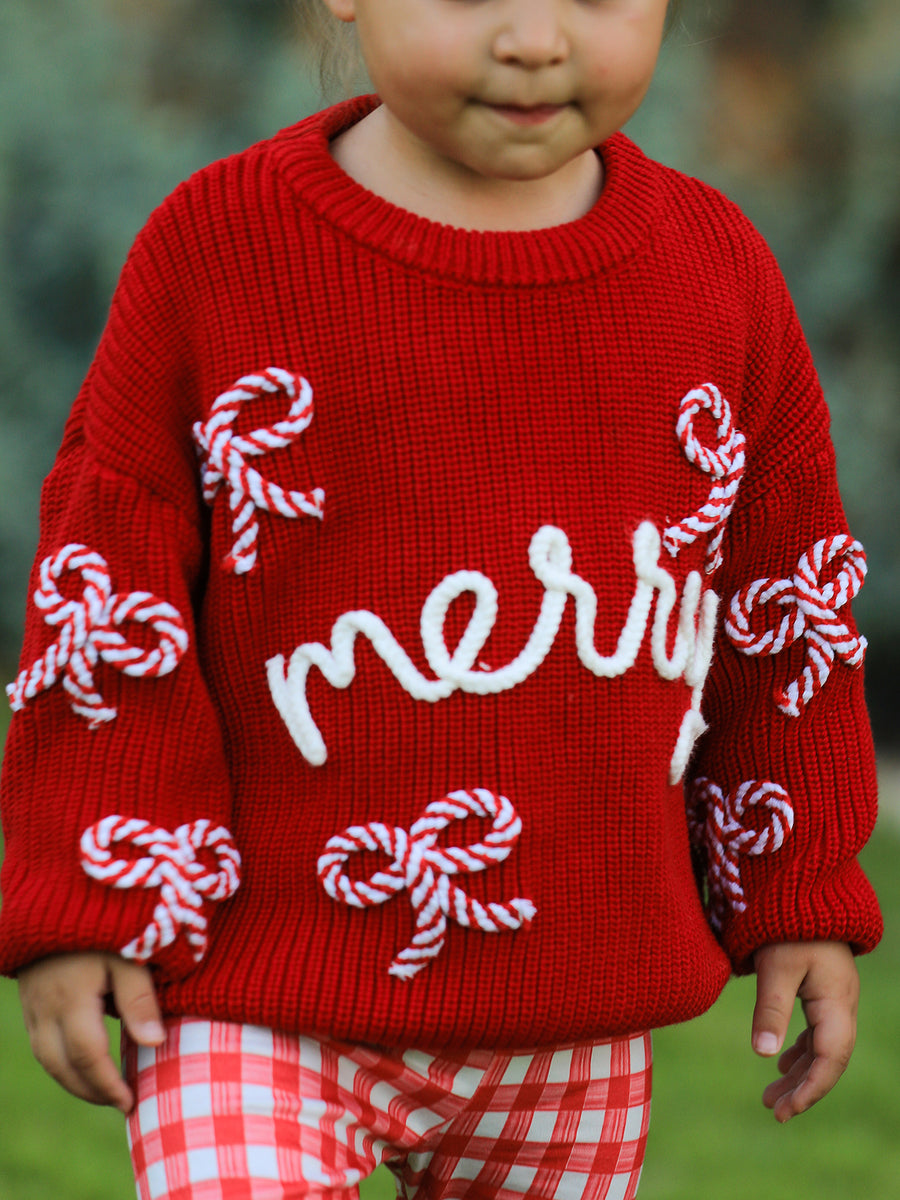 Mom and Me Winter Christmas Red "merry" Pullover Sweater