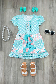 "Addison" Peach/Aqua Boutique Dress - Rylee Faith Designs