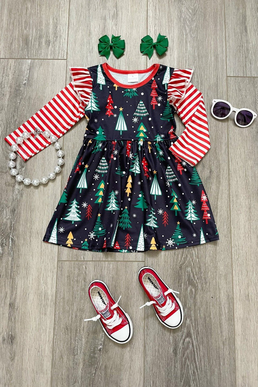 Christmas Snowfall Boutique Dress, girls boutique clothing – Rylee