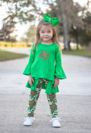 Green/Leopard St. Patricks Legging Set - Rylee Faith Designs
