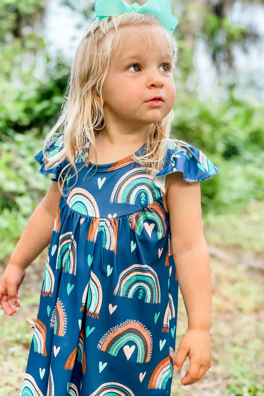 Hearts & Rainbows Pearl Dress - Rylee Faith Designs