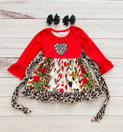 Leopard Heart Valentine's Panel Dress - Rylee Faith Designs