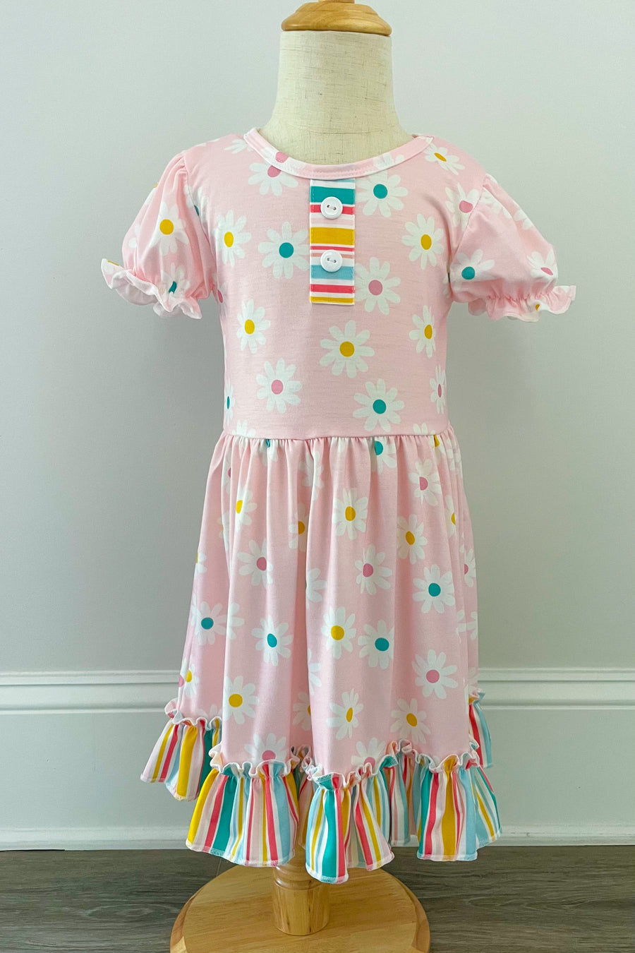 Multicolor Daisies & Stripes Boutique Dress - Rylee Faith Designs