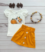 Mustard Pumpkin Skirt Set - Rylee Faith Designs
