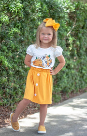 Mustard Pumpkin Skirt Set - Rylee Faith Designs