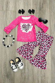 Pink Leopard LOVE Bells Set - Rylee Faith Designs
