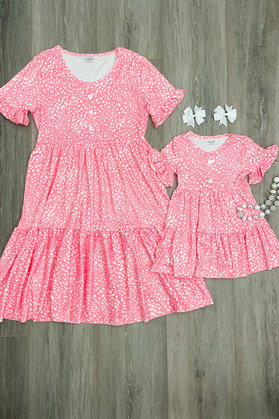 Pink Mommy n Me Ruffle Dress - Rylee Faith Designs