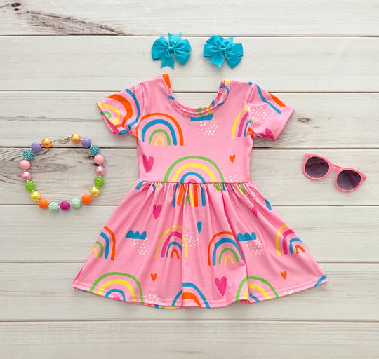 Pink Rainbow Boutique Dress - Rylee Faith Designs