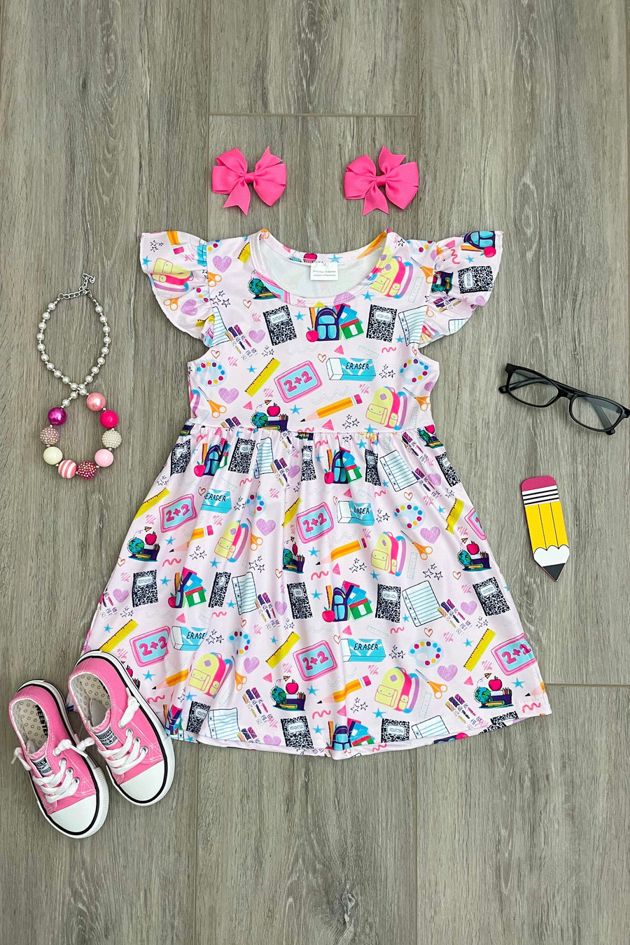 Pink "School Vibes" Boutique Dress - Rylee Faith Designs