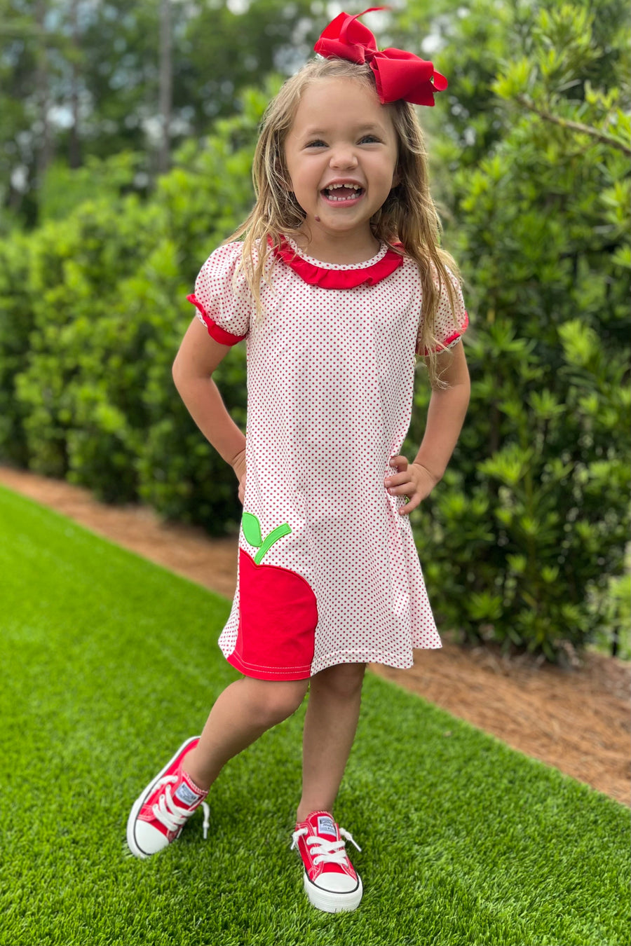 Polka Dot Apple School Dress, girls boutique clothing – Rylee Faith Designs