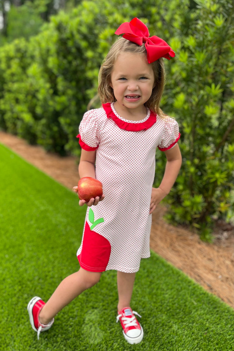 Polka Dot Apple School Dress - Rylee Faith Designs