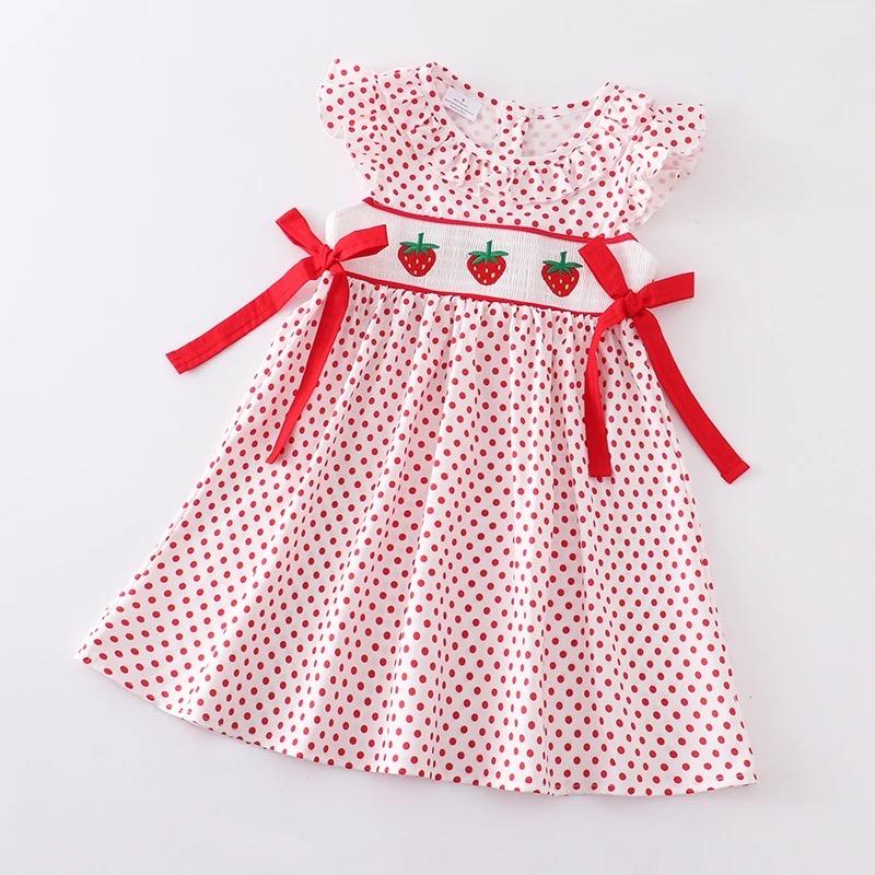 Polka Dot Strawberry Boutique Dress - Rylee Faith Designs