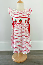 Polka Dot Strawberry Boutique Dress - Rylee Faith Designs