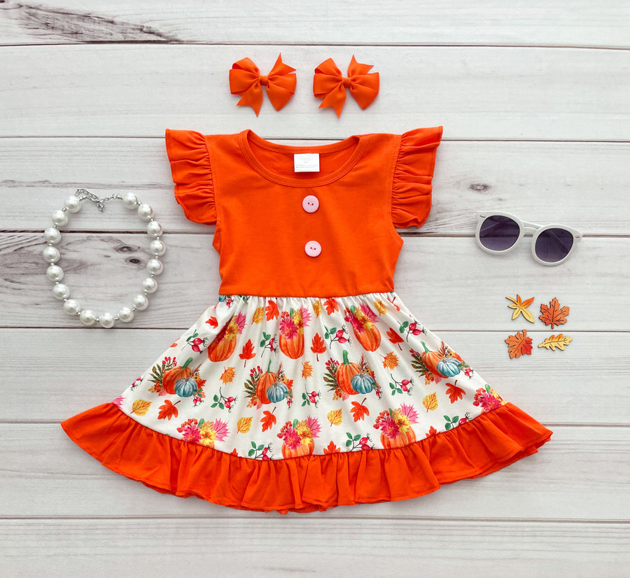 Pumpkin Harvest Boutique Dress - Rylee Faith Designs