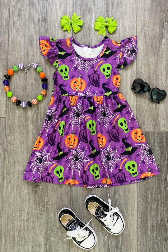 Purple Halloween Boutique Dress - Rylee Faith Designs