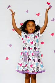 Purple Hearts Pocket Dress - Rylee Faith Designs