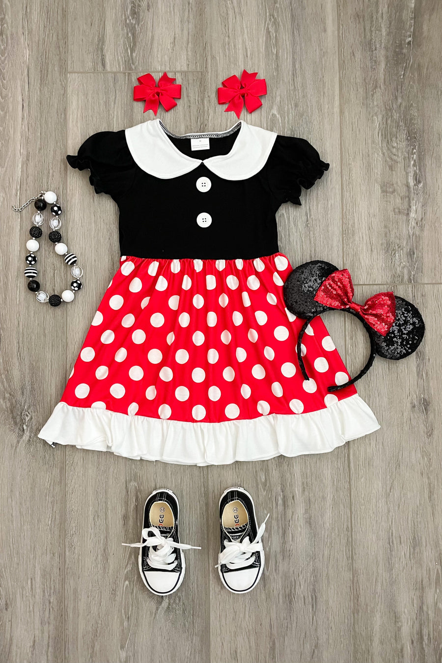 Red/Black Polka Dot Boutique Dress - Rylee Faith Designs