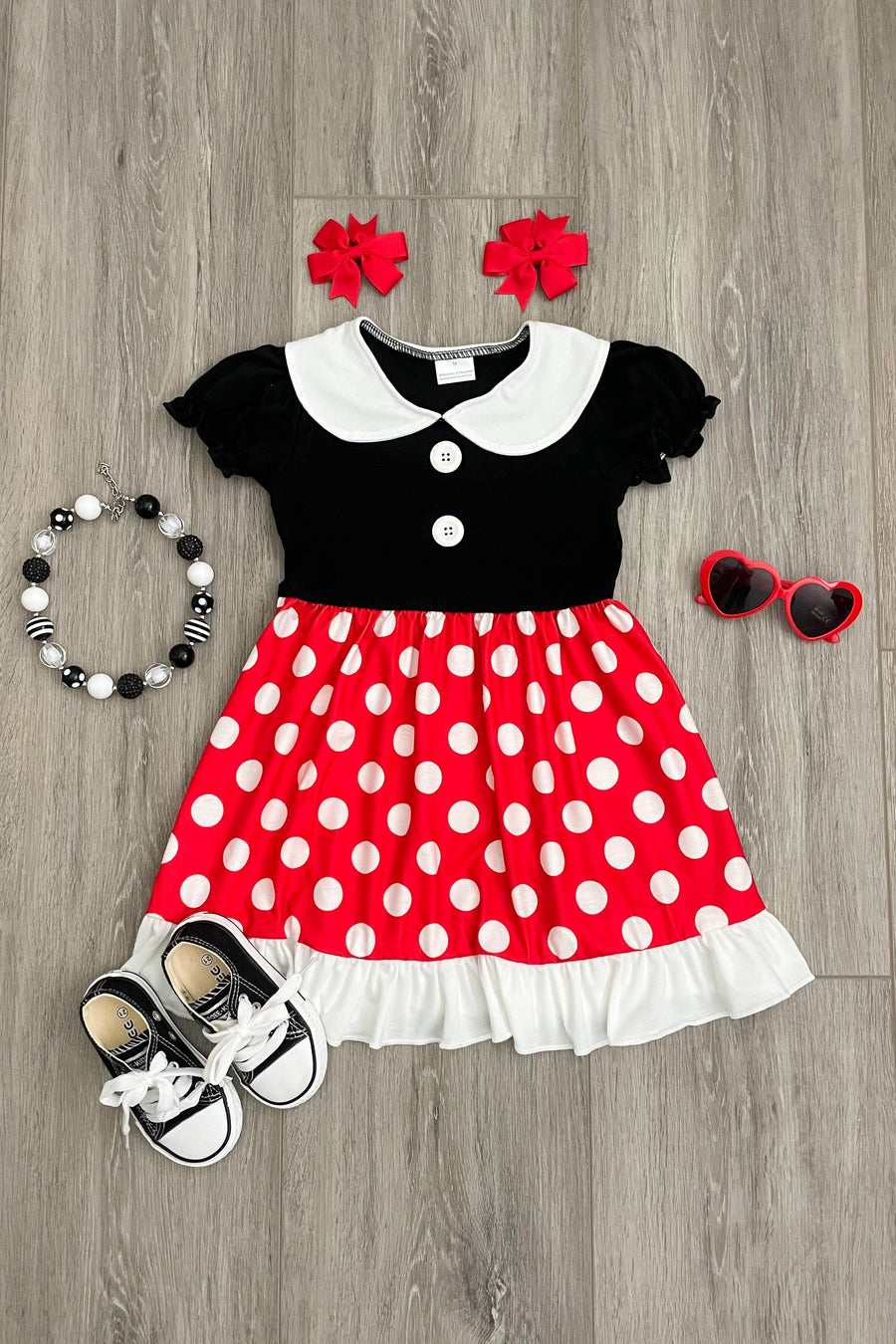 Red/Black Polka Dot Boutique Dress - Rylee Faith Designs