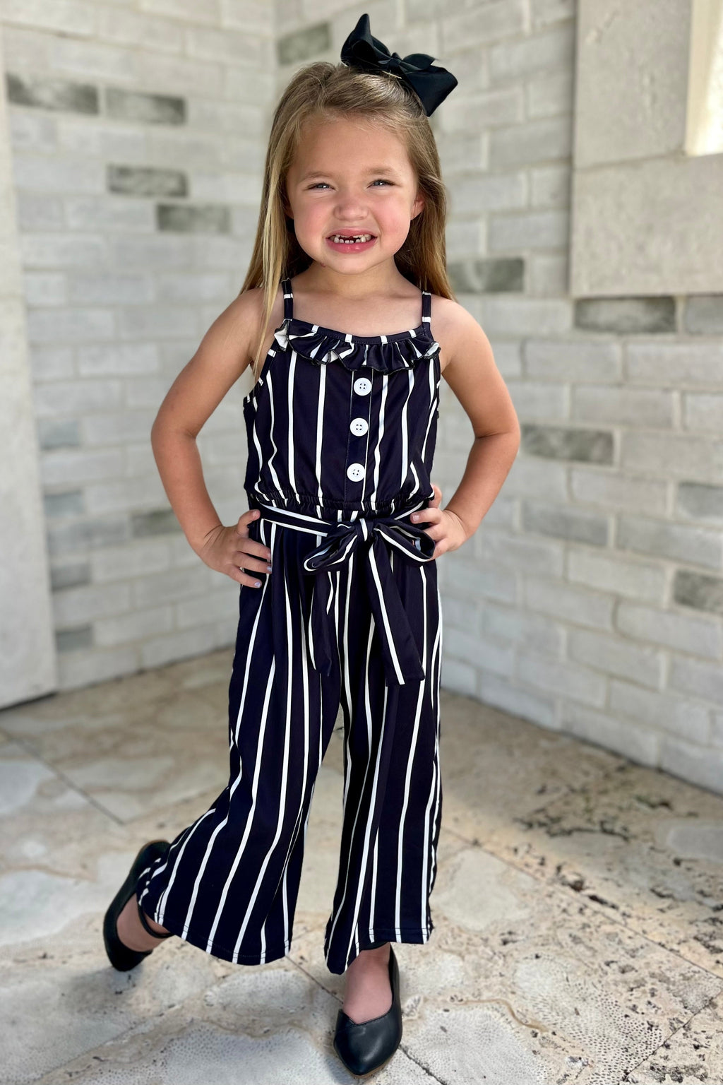 Girls sales striped jumpsuit